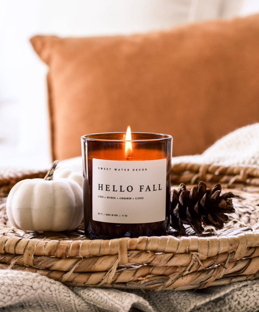 Hello Fall Soy Candle | 11 oz Amber Jar Candle