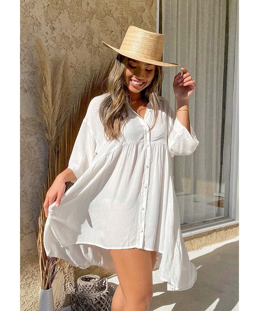 Smooth Sailing Button Up Tunic Ivory