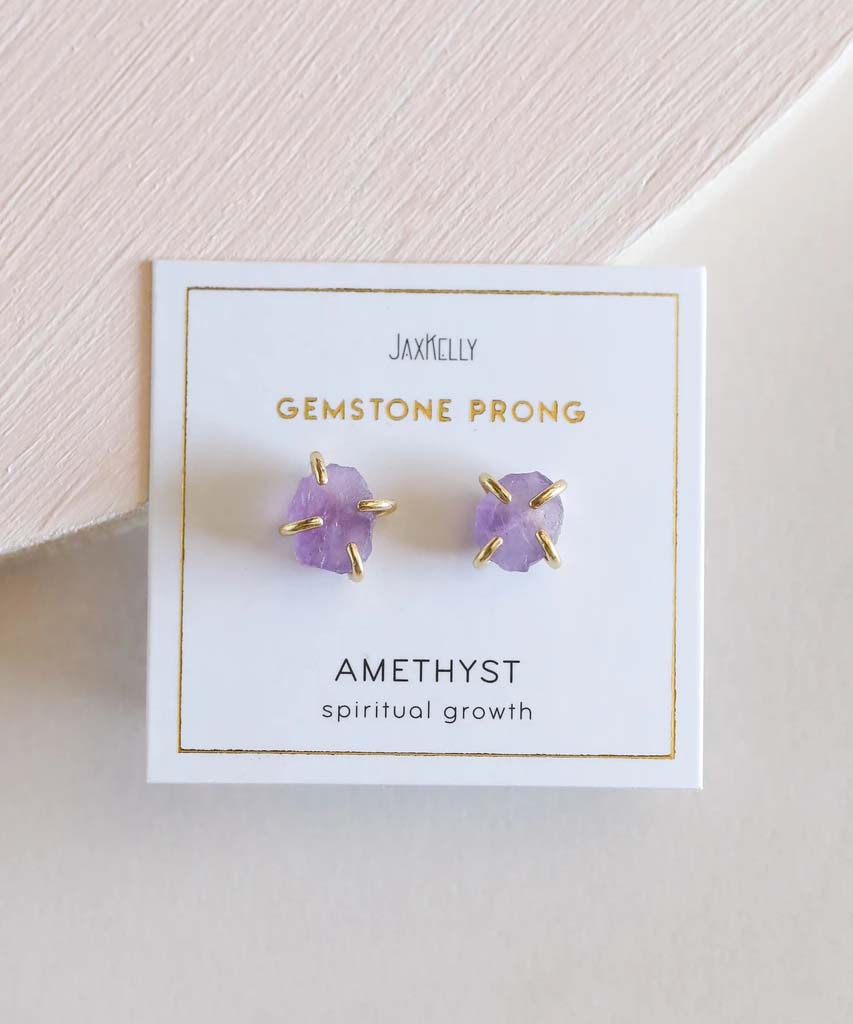 Amethyst Gemstone Prong Earrings