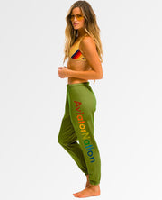 Aviator Nation Rainbow Sweatpants Jungle Green