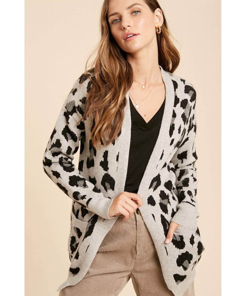 Fuzzy Leopard Cardigan With Pockets