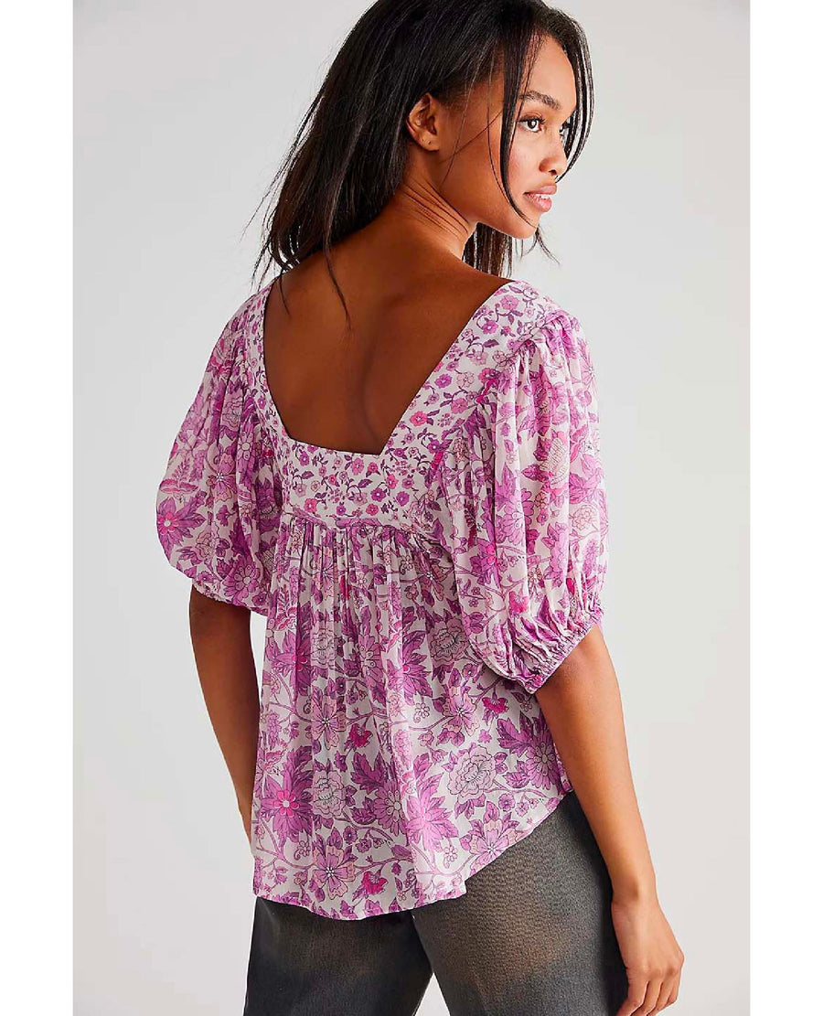 Mossy Short Sleeve Blouse Lilac