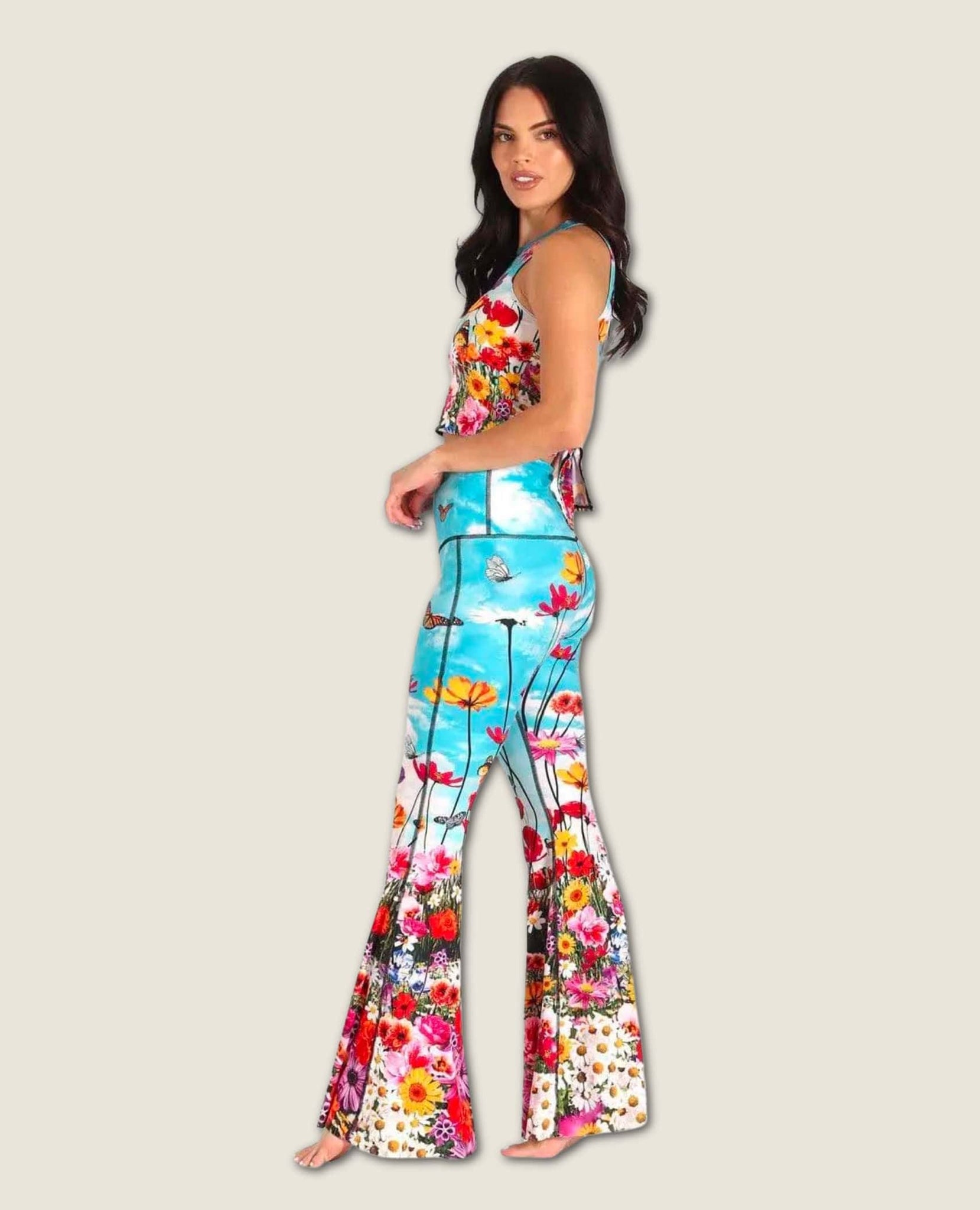 Flower Bomb Printed Bell Bottoms – PINK ARROWS