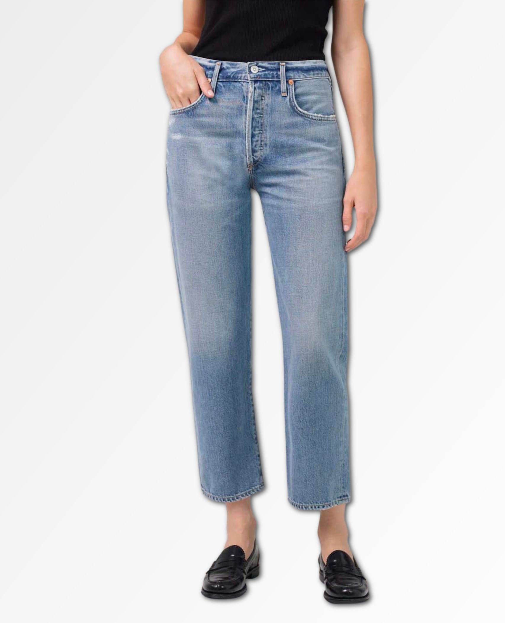 Emery High Rise Relaxed Crop Old Blue