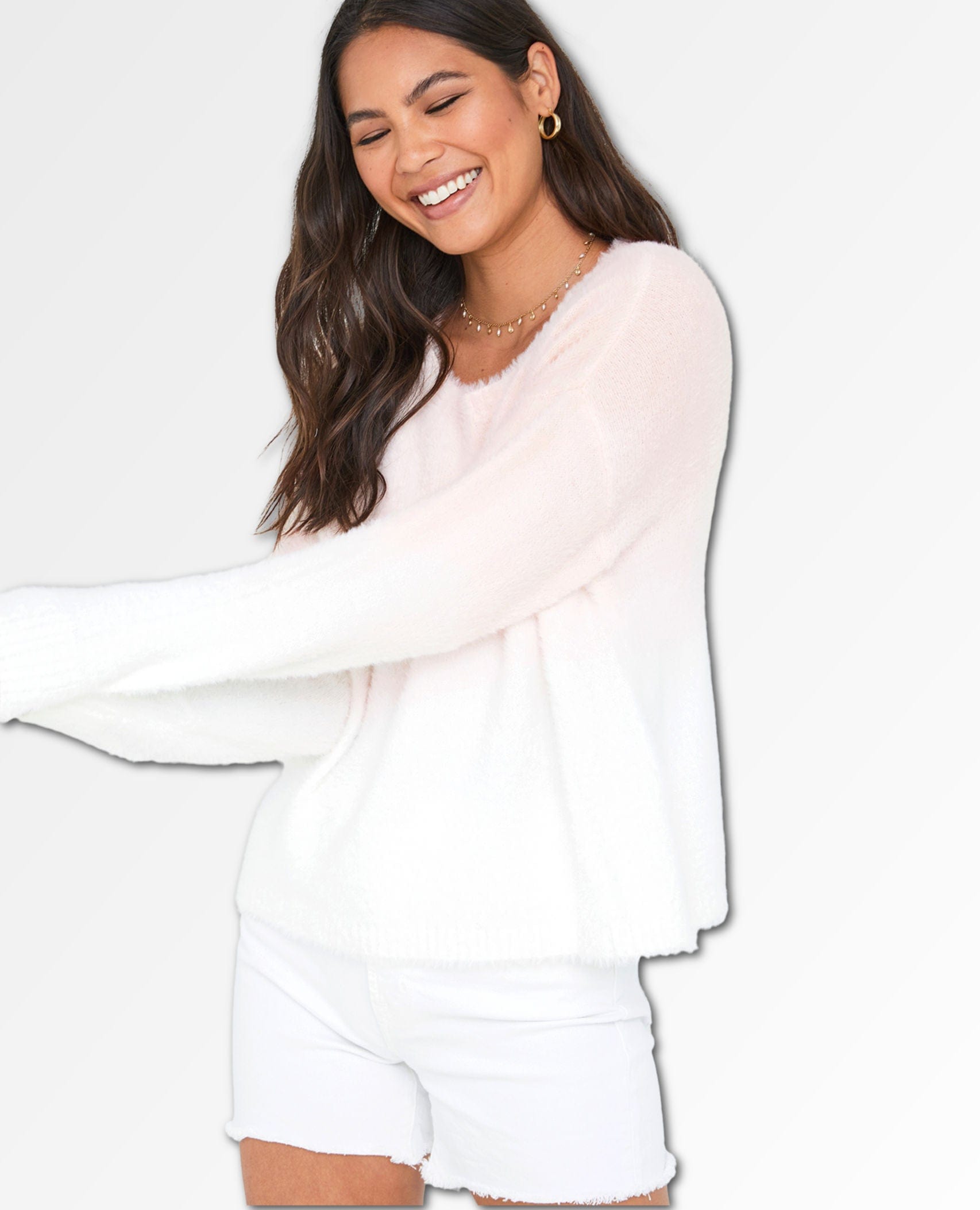 Slouchy Pale Rose Ombre Fuzzy Sweater
