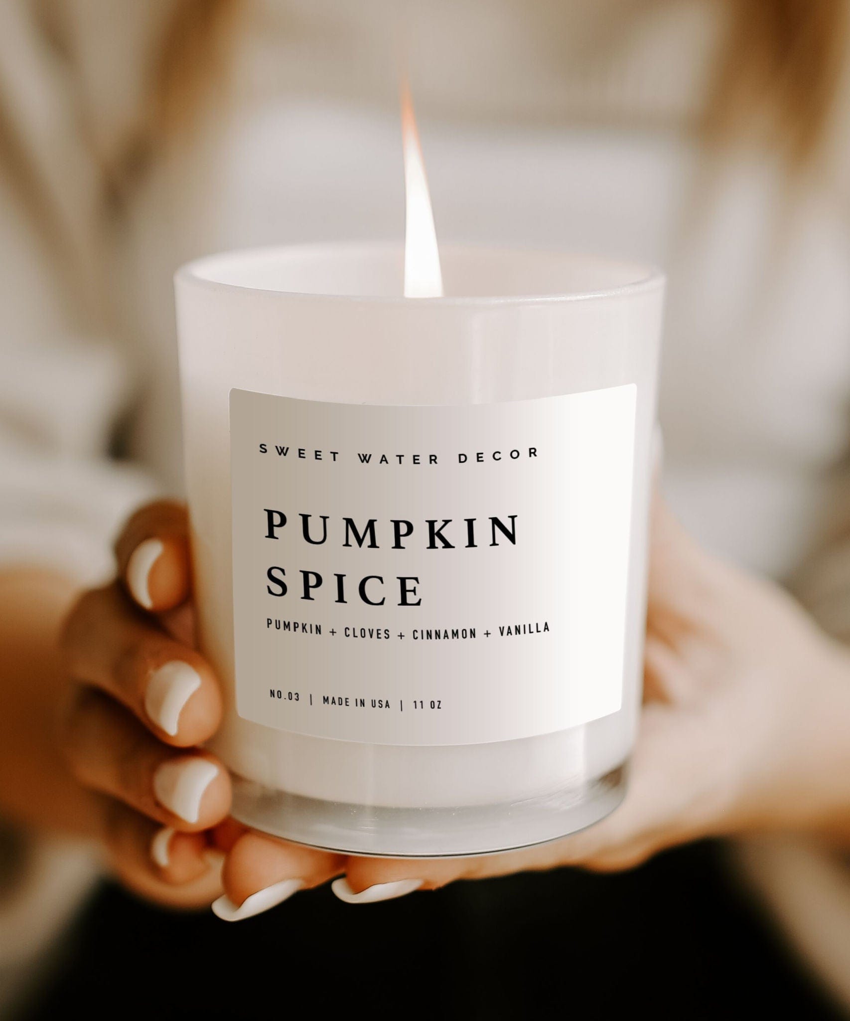 Pumpkin Spice Soy Candle | White Jar Candle+ Wood Lid