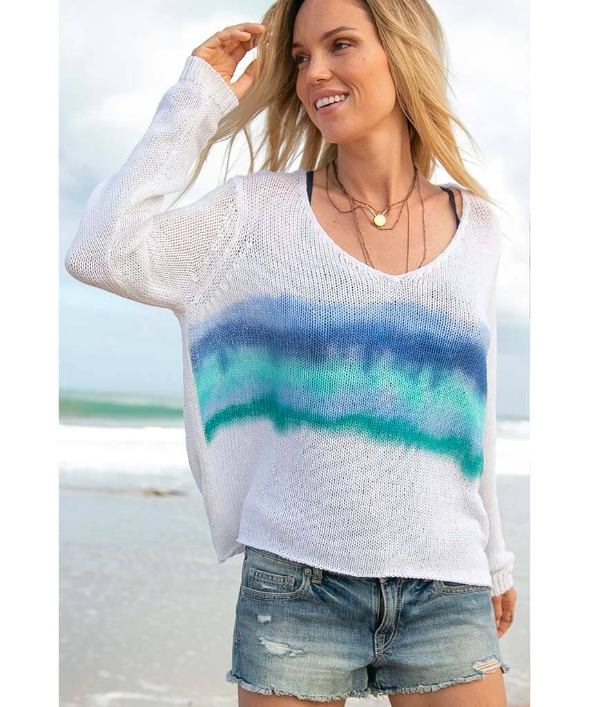 Malibu Beach Stripe Sky Sweater