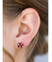 Red Druzy Prong Earrings