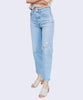 Ribcage Light Wash Distressed Straight Ankle Jeans