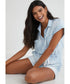 Capsleeve Button Front Romper Island Wash