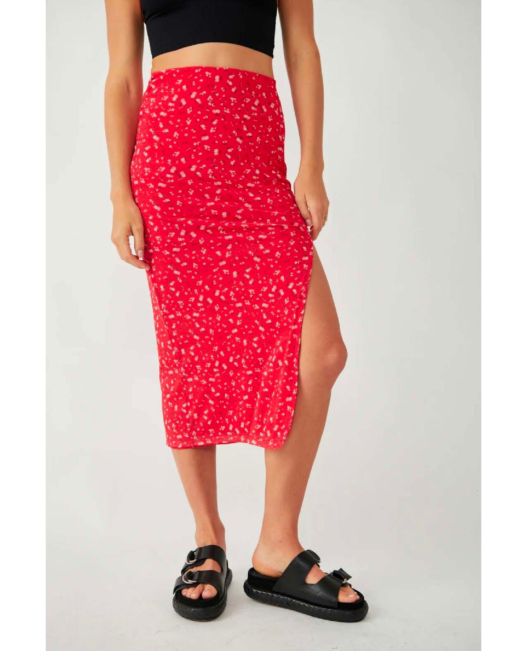 Rosalie Mesh Midi Skirt Cherry Combo