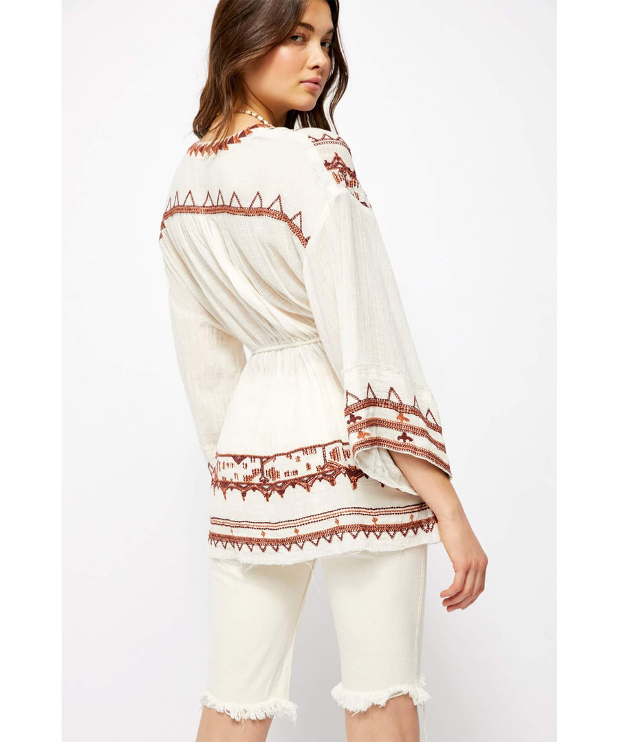 Saffron Embroidered Tunic Ivory Combo