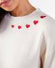 Super Soft Sweatshirt Off White Hearts