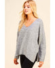 Soft V Neck Knit Sweater Charcoal
