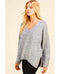 Soft V Neck Knit Sweater Charcoal