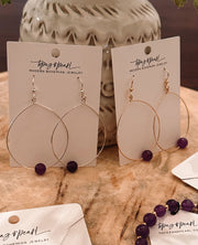 Large Bead Hoops Earrings Orchid Purple