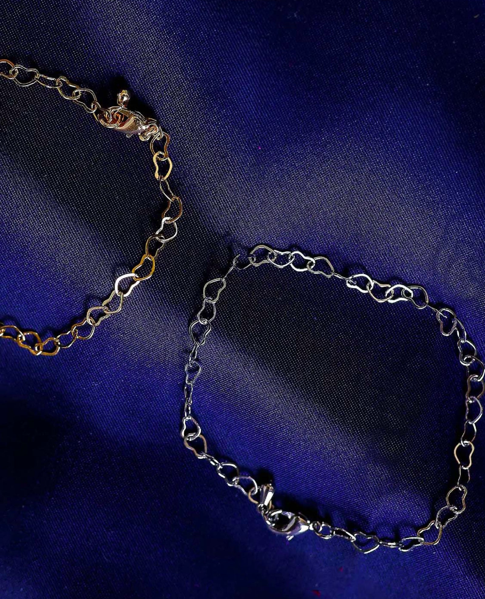 Valentines Heart Chain Bracelet Silver