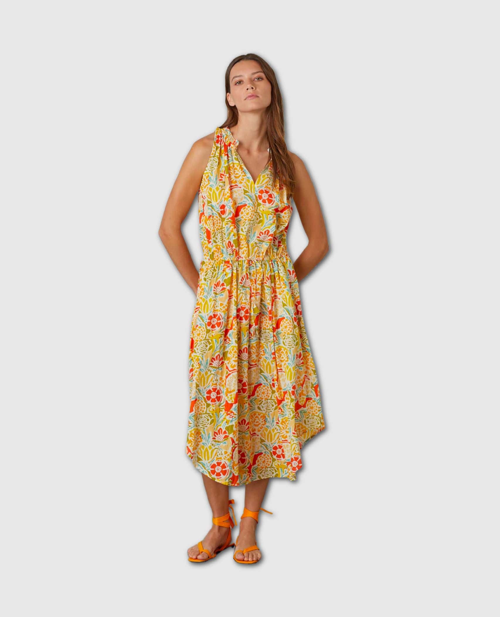 Ramona Tropical Bahama Print Midi Dress