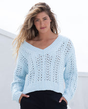 Morocco VNeck Sweater Whisper Blue