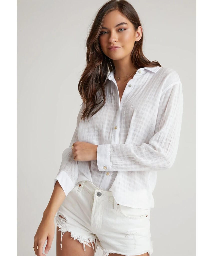 Relaxed Button Down White Check